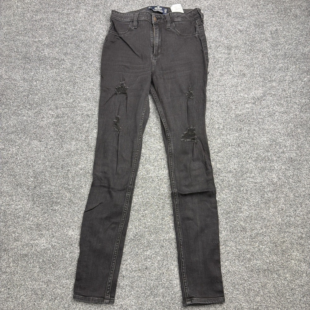 Hollister Curvy High Rise Jean Leggings Womens 3R 26x28 Black‎ Ripped Distressed